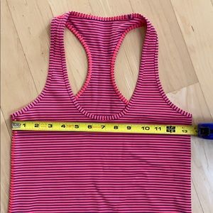 Lululemon pink/blue striped racer back tank.